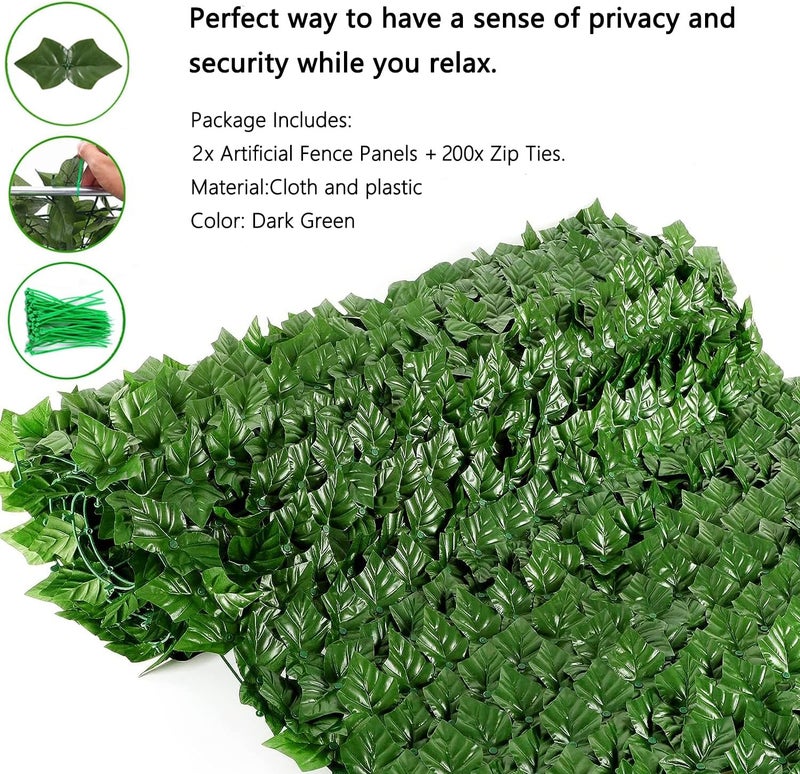 Comtelek Artificial Ivy Privacy Fence 236.2x39.4in Grass Wall Screen Fake Vines Balcony Fence Privacy Screen Cover, Faux Ivy Leaf Hedge Panels Wall Decoration for Outdoor Patio Apartment Backyard Deck Garden - Image 3